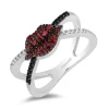 Enchanted Disney Fine Jewelry Bite Back Sterling Silver 1/6 CTTW Diamond and Garnet Disney Cruella Live Action Ring