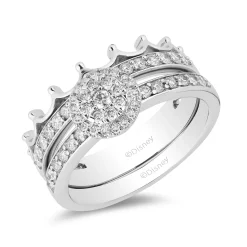 Enchanted Disney Fine Jewelry 14k White Gold with 1/2 CTTW Majestic Princess Crown Bridal Set