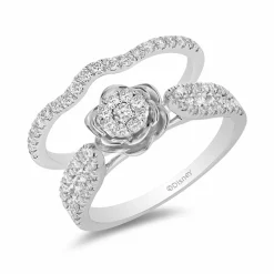 Enchanted Disney Fine Jewelry 14K White Gold with 3/4 CTTW Belle Rose Bridal Set