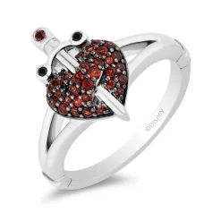 Enchanted Disney Fine Jewelry Black Rhodium over Sterling Silver With Black Diamond Accent and Garnet Evil Queen Dagger Ring