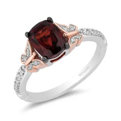 Enchanted Disney Fine Jewelry 14K Rose Gold Over Sterling Silver with 1/10 CTTW Diamonds and Garnet Mulan Ring