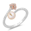 Enchanted Disney Fine Jewelry 14K Rose Gold Over Sterling Silver with 1/20 CTTW Diamonds and Fresh Water Pearl Ariel Ring