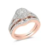 Enchanted Disney Fine Jewelry 14K Rose Gold with 1 CTTW Diamond and Created Blue sapphire Disney Cinderella Bridal Set