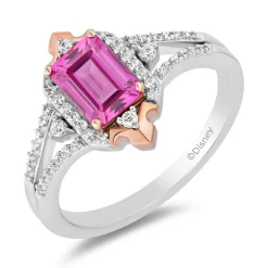 Enchanted Disney Fine Jewelry 14K Rose Gold Over Sterling Silver with 1/5 CTTW Diamonds Aurora Ring