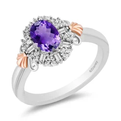 Enchanted Disney Fine Jewelry 14K Rose Gold Over Sterling Silver with 1/5 CTTW Diamond Ariel Ring