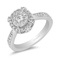 Enchanted Disney Fine Jewelry 14K White Gold with 3/4 CTTW Cinderella Composite Engagement Ring