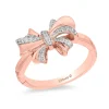 Enchanted Disney Fine Jewelry 10K Rose Gold 1/10 CTTW Snow White Bow Ring