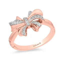 Enchanted Disney Fine Jewelry 10K Rose Gold 1/10 CTTW Snow White Bow Ring