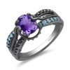 Enchanted Disney Fine Jewelry Black Rhodium Over Sterling Silver with 1/8 CTTW Diamonds, Amethyst and Swiss Blue Topaz Ursula Ring