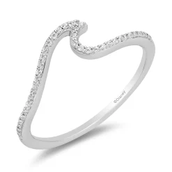 Enchanted Disney Fine Jewelry Sterling Silver with 1/10 CTTW Diamonds Moana Wave Ring