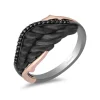 Enchanted Disney Fine Jewelry Black Rhodium over Sterling Silver and 14K Rose Gold with 1/10 CTTW Diamonds Maleficent Ring
