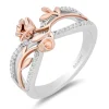 Enchanted Disney Fine Jewelry 14K Rose Gold Over Sterling Silver with 1/6 CTTW Diamonds Belle Crossover Ring