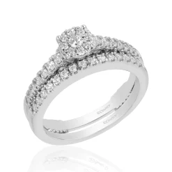 Enchanted Disney Fine Jewelry 14K White Gold with 1/2 CTTW Ariel Shell Bridal Set