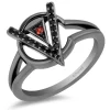 Enchanted Disney Fine Jewelry Black Rhodium Over Sterling Silver with 1/8 CTTW Diamonds and Garnet Cruella Ring