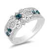 Enchanted Disney Fine Jewelry Sterling Silver with 1/6 CTTW Diamonds and London Blue Topaz Cinderella Ring