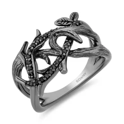 Enchanted Disney Fine Jewelry Black Rhodium Over Sterling Silver with 1/8 CTTW Black Diamonds Evil Queen Dark Woods Ring