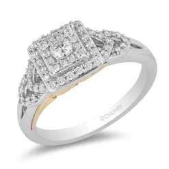 Enchanted Disney Fine Jewelry 14K White Gold and Yellow Gold with 1/2 CTTW Diamond Pocahontas Engagement Ring