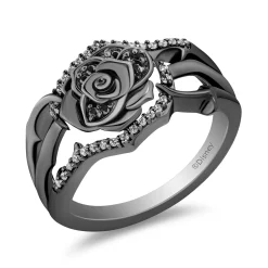 Enchanted Disney Fine Jewelry Black Rhodium Over Sterling Silver with 1/5 CTTW Diamonds Maleficent Ring
