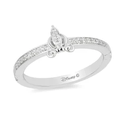 Enchanted Disney Fine Jewelry Sterling Silver 1/10 CTTW Cinderella Ring