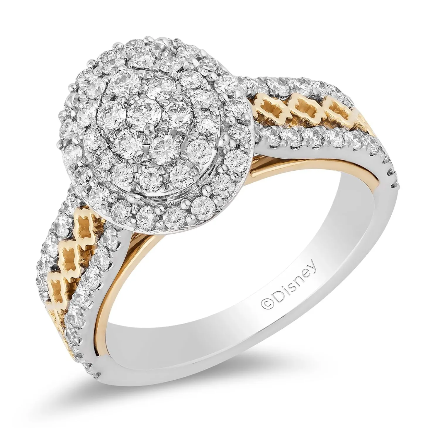 Enchanted Disney Fine Jewelry 14K White Gold and Yellow Gold with 1 CTTW Diamond Jasmine Engagement Ring