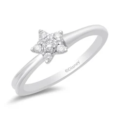 Enchanted Disney Fine Jewelry Sterling Silver with 1/6 CTTW Tinker Bell Promise Ring
