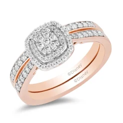 Enchanted Disney Fine Jewelry 14K Rose Gold with 1/2 CTTW Diamond Belle Bridal Set