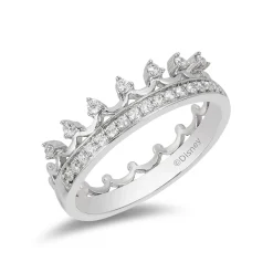 Enchanted Disney Fine Jewelry Sterling Silver 1/5 CTTW Disney Majestic Princess Crown Ring