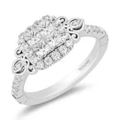 Enchanted Disney Fine Jewelry 14K White Gold with 1 CTTW Diamonds Cinderella Carriage Engagement Ring