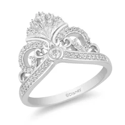 Enchanted Disney Fine Jewelry Sterling Silver 1/5 CTTW Ariel Shell Tiara Ring