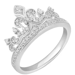 Enchanted Disney Fine Jewelry Sterling Silver 1/4 CTTW Majestic Princess Crown Ring