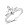 Enchanted Disney Fine Jewelry Sterling Silver with 1/20 CTTW Diamond with Swiss Blue Topaz Frozen 2 Elsa Snowflake Ring