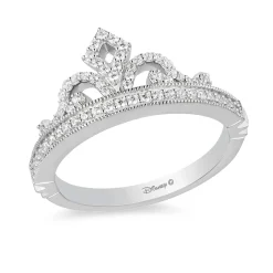 Enchanted Disney Fine Jewelry Sterling Silver 1/4 CTTW Majestic Princess Tiara Ring