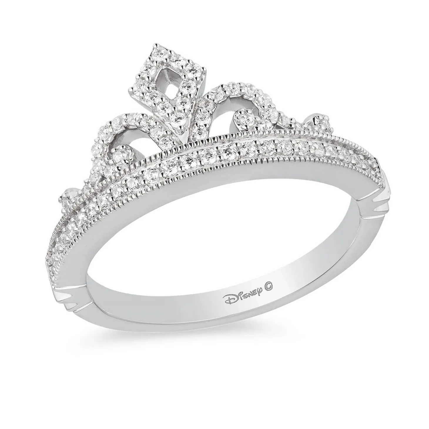 Enchanted Disney Fine Jewelry Sterling Silver 1/4 CTTW Majestic Princess Tiara Ring