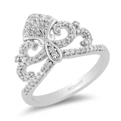 Enchanted Disney Fine Jewelry Sterling Silver 1/4 CTTW Ariel Shell Ring
