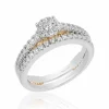 Enchanted Disney Fine Jewelry 14K White Gold and Yellow Gold with 1/2 CTTW Ariel Shell Bridal Set