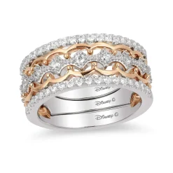 Enchanted Disney Fine Jewelry 14K White Gold and Rose Gold 1/2 CTTW Majestic Princess Tiara Ring