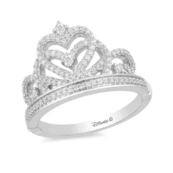 Enchanted Disney Fine Jewelry 10K White Gold 1/3 CTTW Majestic Princess Tiara Ring
