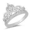 Enchanted Disney Fine Jewelry 10K White Gold 1/4 CTTW Cinderella Carriage Ring