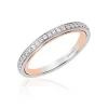 Enchanted Disney Fine Jewelry 14K White Gold and Rose Gold 1/6 CTTW Belle Wedding Band