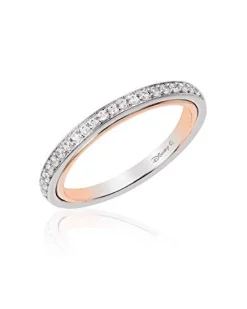 Enchanted Disney Fine Jewelry 14K White Gold and Rose Gold 1/6 CTTW Belle Wedding Band