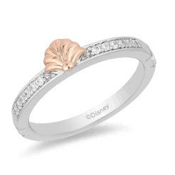 Enchanted Disney Fine Jewelry Sterling Silver and 10K Rose Gold 1/10 CTTW Ariel Ring
