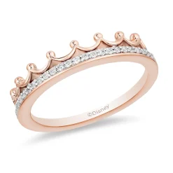 Enchanted Disney Fine Jewelry 10K Rose Gold 1/10 CTTW Diamond Majestic Princess Tiara Ring