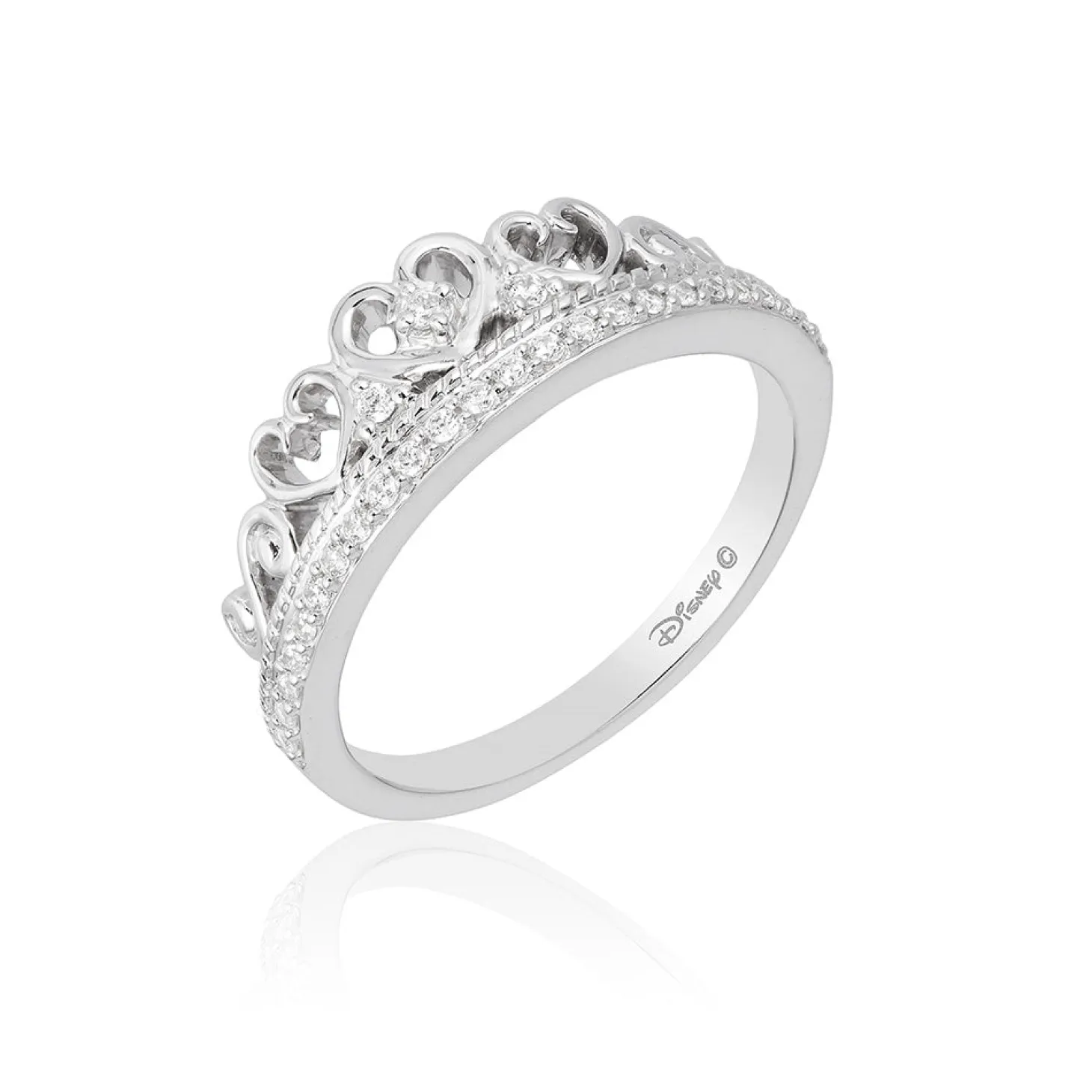 Enchanted Disney Fine Jewelry Sterling Silver with 1/5 CTTW Diamonds Majestic Princess Crown Ring