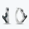 Enchanted Disney Fine Jewelry Sterling Silver with 1/4 CTTW White Diamond and Treated Blue Diamonds Moana Hoop Earrings