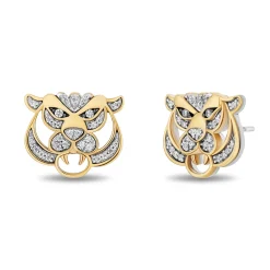 Enchanted Disney Fine Jewelry Black Rhodium and 14K Yellow Gold over Sterling Silver with 1/5 CTTW Diamonds Jasmine- Raja Earrings
