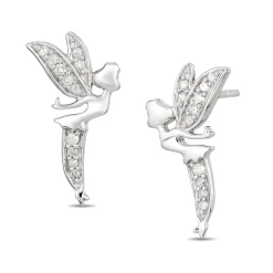 Enchanted Disney Fine Jewelry Sterling Silver 1/10 CTTW Tinker Bell Earrings
