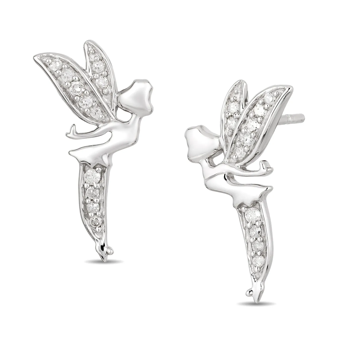 Enchanted Disney Fine Jewelry Sterling Silver 1/10 CTTW Tinker Bell Earrings