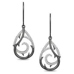 Enchanted Disney Fine Jewelry Black Rhodium on Sterling Silver with 1/5 CTTW Diamond Maleficent Earrings