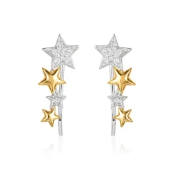 Enchanted Disney Fine Jewelry 14K Yellow Gold Over Sterling Silver 1/10 CTTW White Diamond Tinker Bell Earrings
