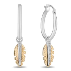 Enchanted Disney Fine Jewelry Sterling Silver and 10K Yellow Gold with 1/10 CTTW Diamonds Pocahontas Earrings